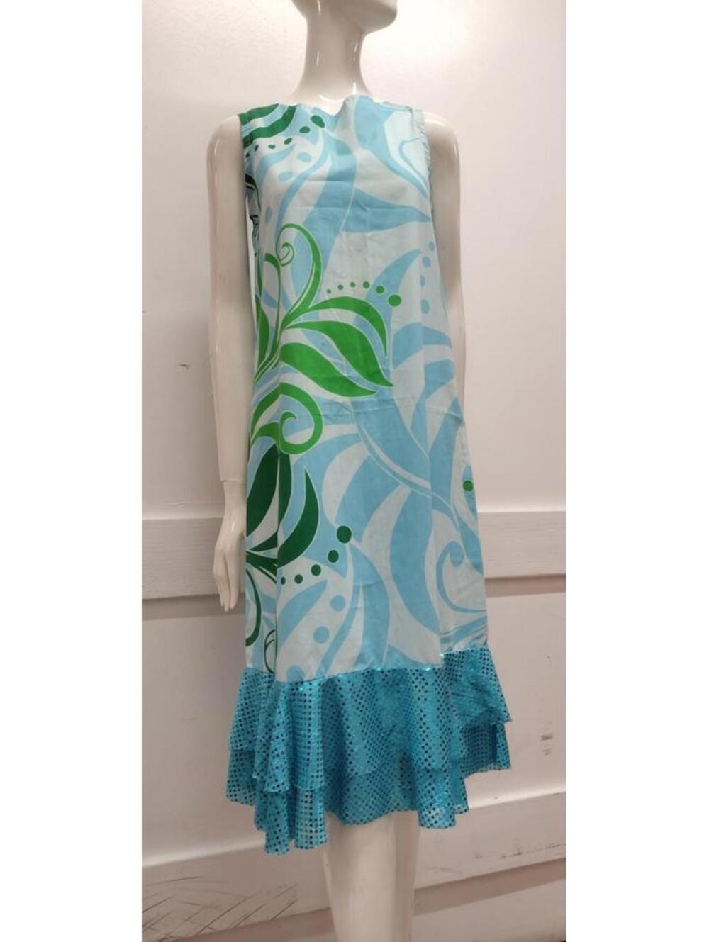 Psychedelic Dress Blue Shift Glitter Sequin Effect Excellent Sewing Costume 60s